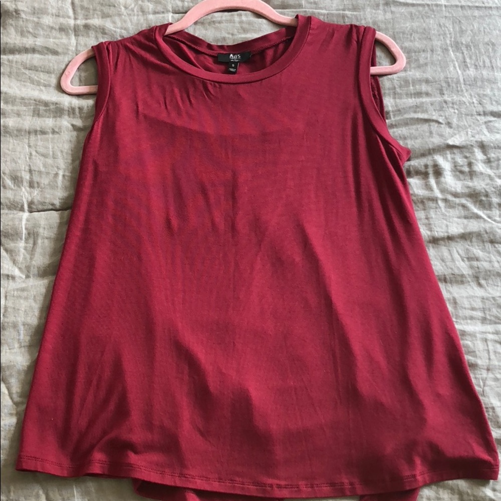 Red sleeveless top with opening in back